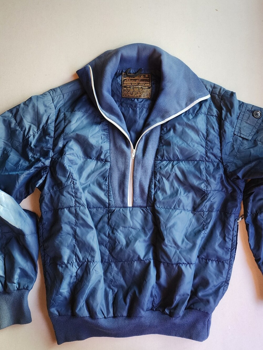 Vintage 1970s, 1980s Eddie Bauer Goose-Down Half-Zip Pullover Puffer Jacket